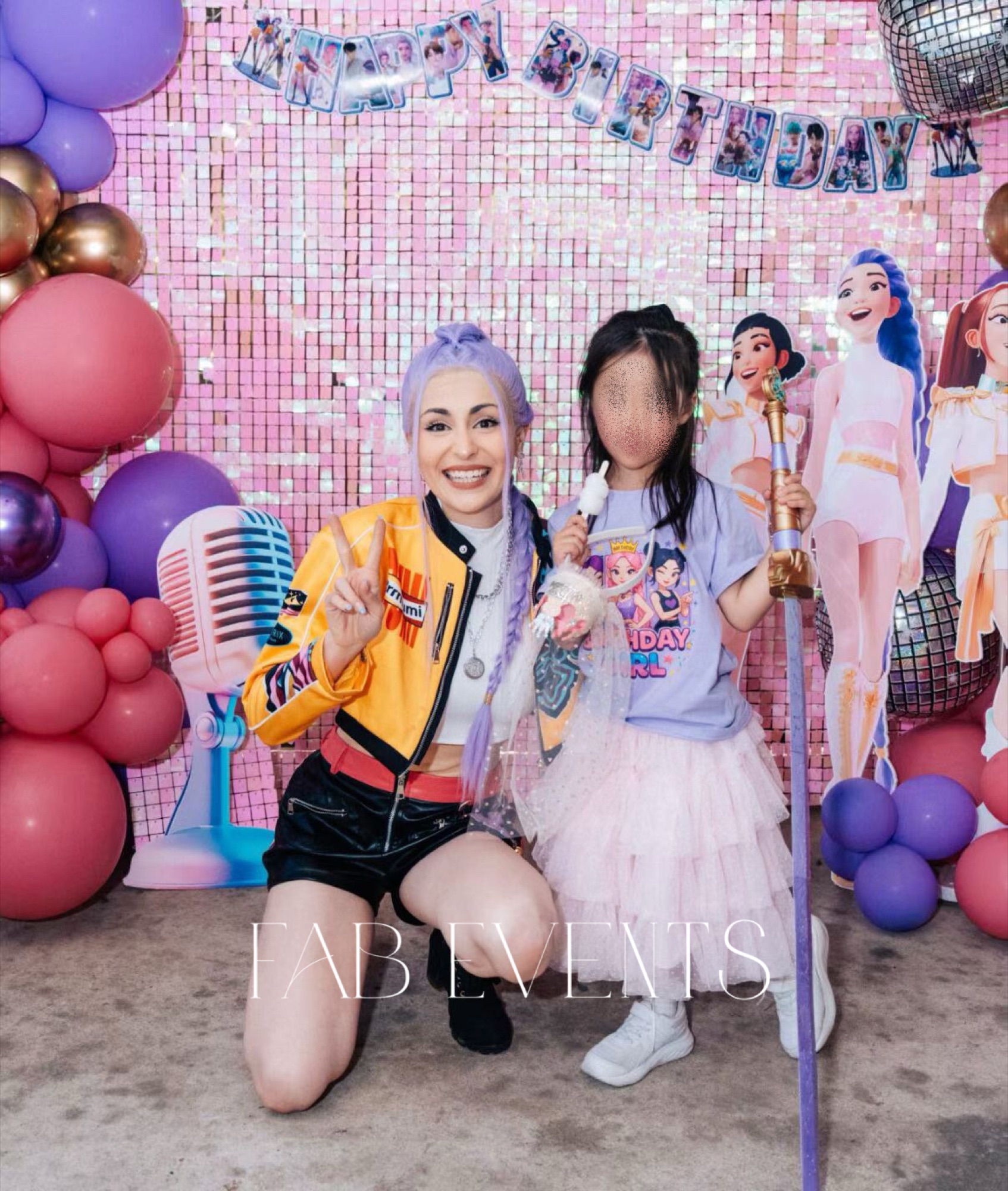 Disco rockstar themed birthday party with costumed host